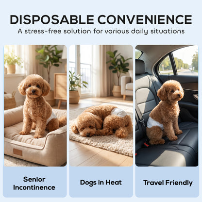 Dog Diapers Super Absorbent Leak-Proof Dog Nappies for Male Dogs Size XS 20-28 cm Waist