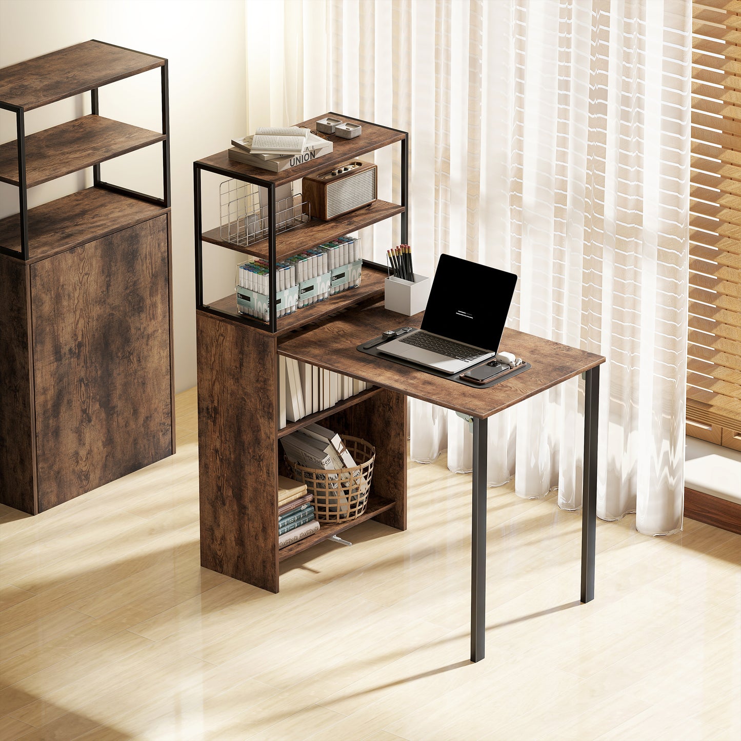 Folding Shelf and Work Table - Brown/Black