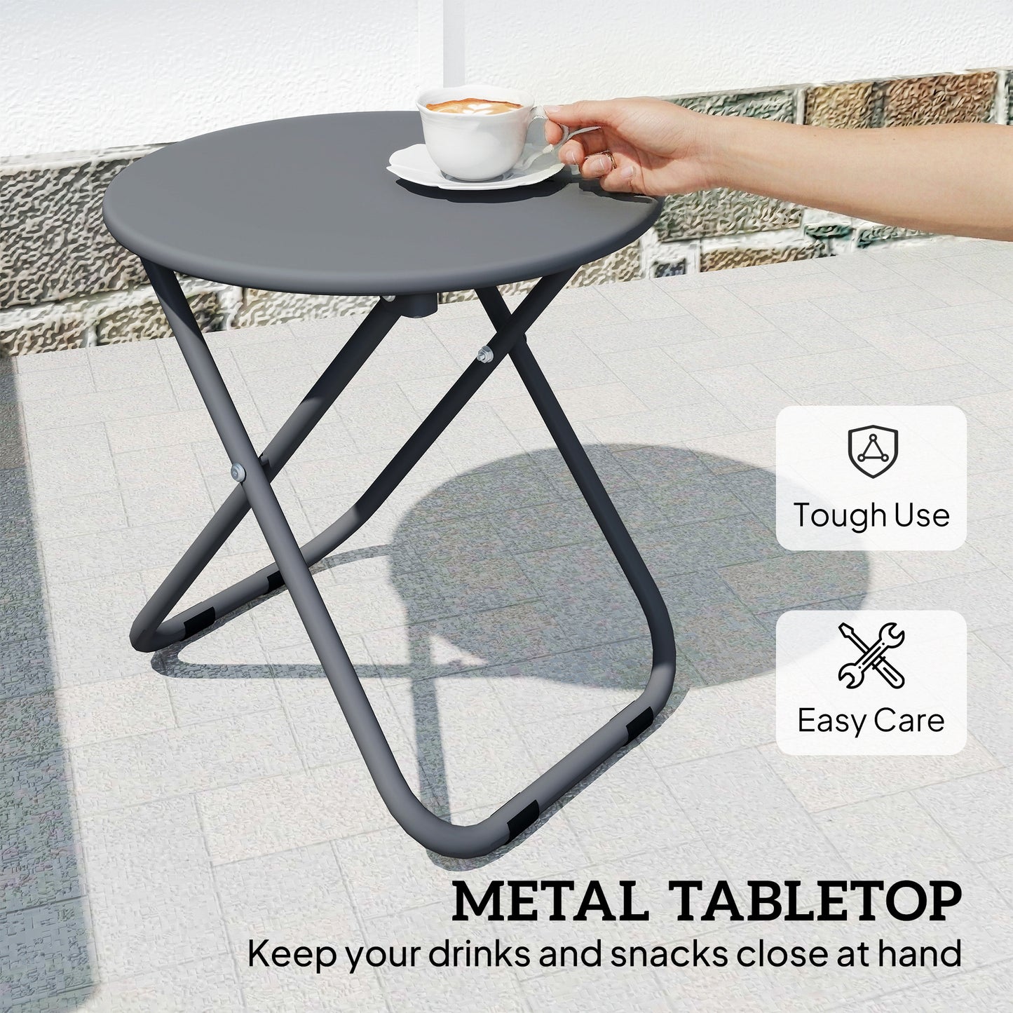 Patio Bistro Set, Folding Patio Furniture Set with 2 Chairs and Table, Grey
