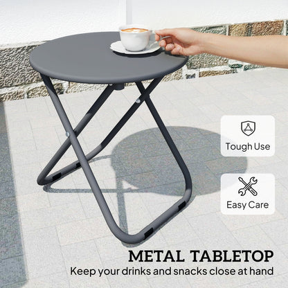 Patio Bistro Set, Folding Patio Furniture Set with 2 Chairs and Table, Grey