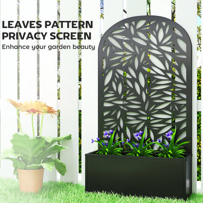 Metal Garden Bed for Garden with Trellis, Wall Mounted or Freestanding Raised Planter with Curved Privacy Screen
