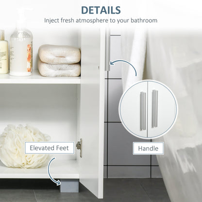 Modern Bathroom Floor Cabinet, Free Standing Linen Cabinet, Storage Cupboard with 3 Tier Shelves, White