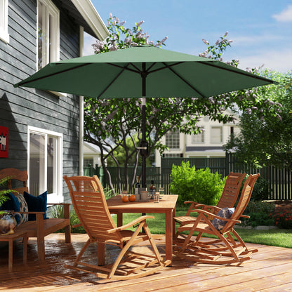 2.6 m Garden Parasol Umbrella with Aluminium Pole, Outdoor Patio Umbrella with Tilt and Crank, Vent, Dark Green