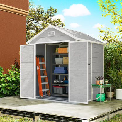 6 x 5ft Garden Shed, Plastic Shed with Floor, Window, Lockable Doors and Vents