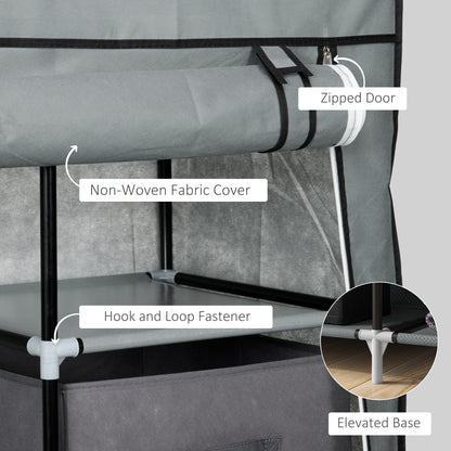Fabric Wardrobe, Portable Wardrobe, Clothes Storage Unit with 5 Compartments, Hanging Rail and 2 Fabric Drawers