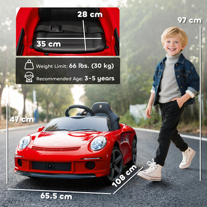 Kids Electric Car, 12V Licensed RUF GT Ride on Car with Suspension, Remote Control, Music, for 3-5 Years, Red