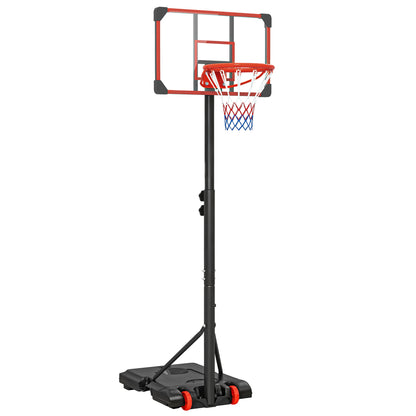 Height Adjustable Basketball Hoop and Stand with Firm Backboard and Weighted Base, Portable on Wheels, Red