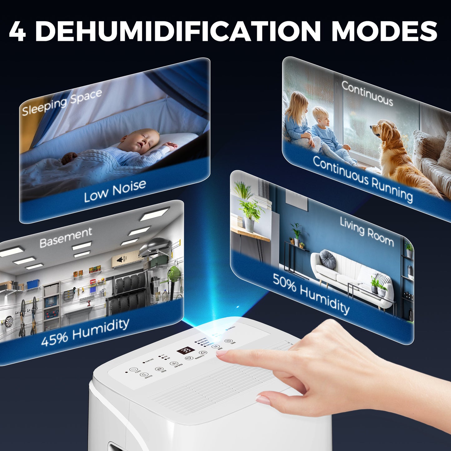 30L/Day Dehumidifier with Auto-Clean Filter, Continuous Drainage, 4L Water Tank, 24H Timer, Digital Humidity Display