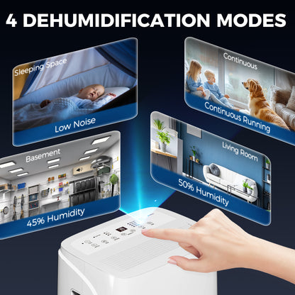 30L/Day Dehumidifier with Auto-Clean Filter, Continuous Drainage, 4L Water Tank, 24H Timer, Digital Humidity Display