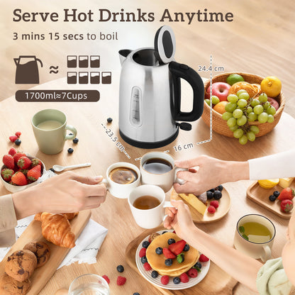 Kettle and Toaster Set, 1.7L 3000W Rapid Boil Jug Kettle with Otter Thermostat, Limescale Filter