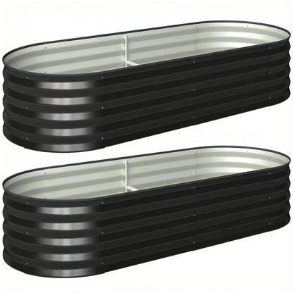 Set of Two 150 x 60cm Steel Planters - Dark Grey