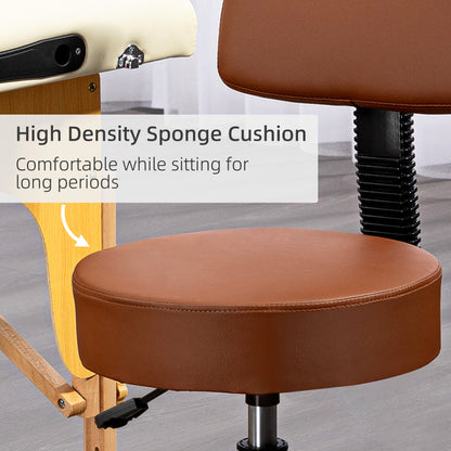 Beautician's Swivel Salon Chair w/ Padded Seat Back 5 Wheels Adjustable Height Salon Hairdressers Tattoo Spa Rolling Cushion
