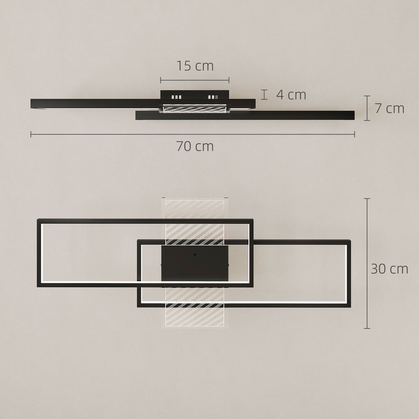 LED Ceiling Light, Modern Dimmable Ceiling Light with Wall Switch & Remote Control
