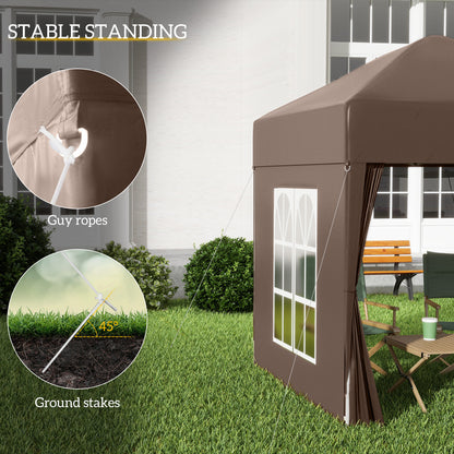 2 x 2 m Garden Pop Up Gazebo, Wedding Party Tent Marquee, Water Resistant Awning Canopy with Sidewalls, Windows, Carry Bag