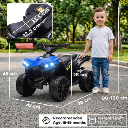 6V Kids ATV, 4 Wheeler Electric Ride on Car with Music and LED Headlights, for Ages 18-56 Months Boys and Girls, Blue