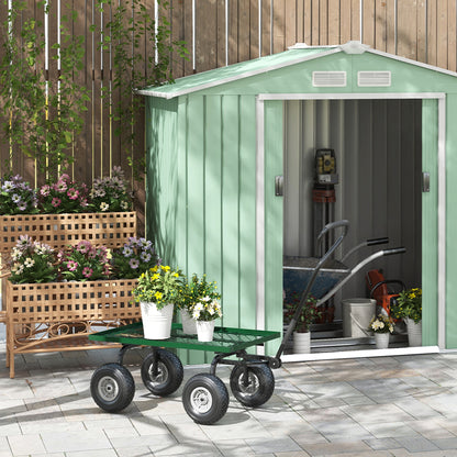 Garden Trolley Cart, Heavy Duty Garden Cart with Metal Frame, 10" Pneumatic Wheels, Rotating Handle, 150kg Capacity