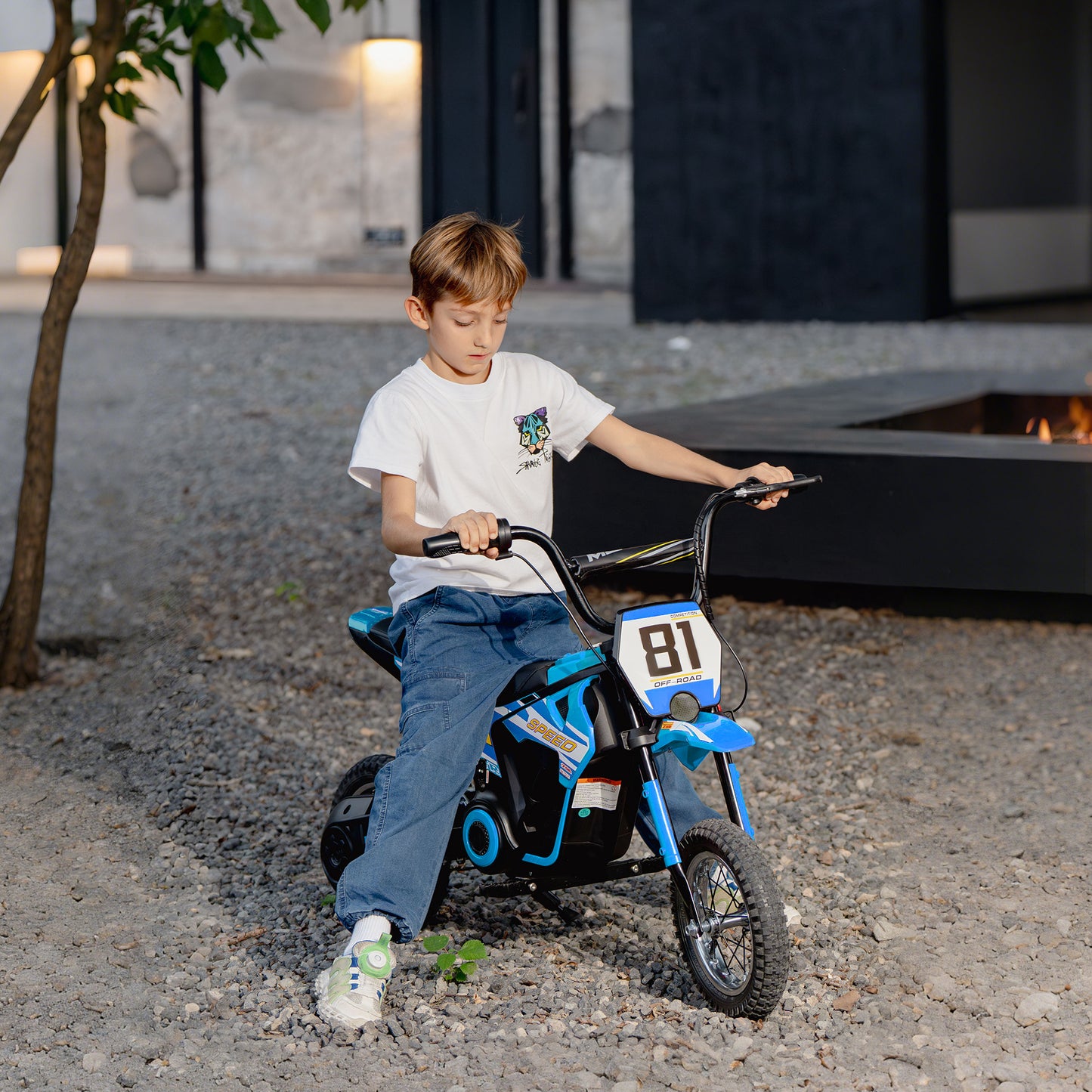 Kids Electric Motorbike 3 Gearboxes Speed Ride on Motorcycle with 40min Ranges - Blue