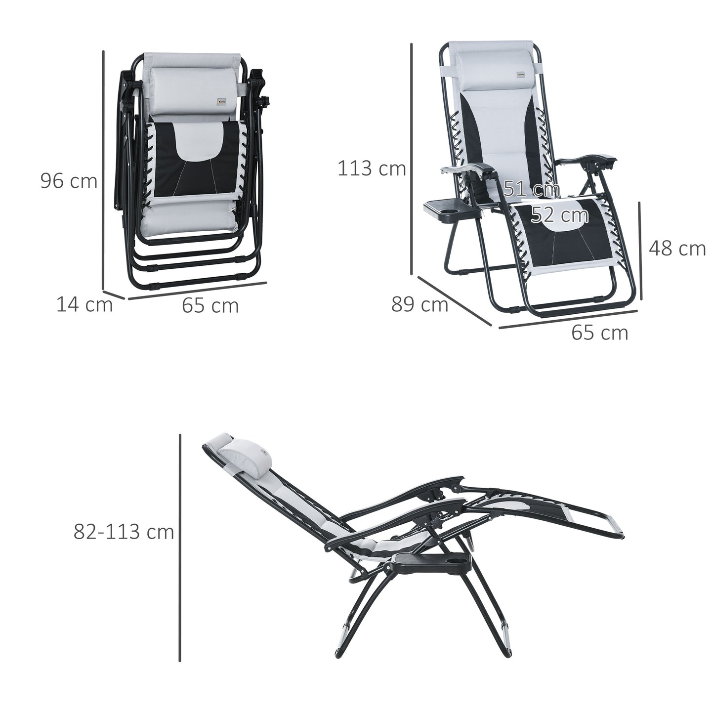 Zero Gravity Lounger Chair, Folding Reclining Patio Chair with Padded Seat, Cup Holder
