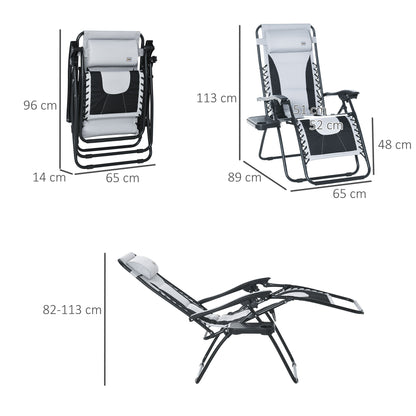 Zero Gravity Lounger Chair, Folding Reclining Patio Chair with Padded Seat, Cup Holder