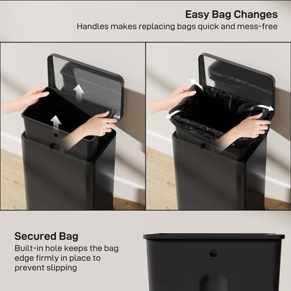 20L Kitchen Bin with Soft-Close Lid and Stay-Open Function