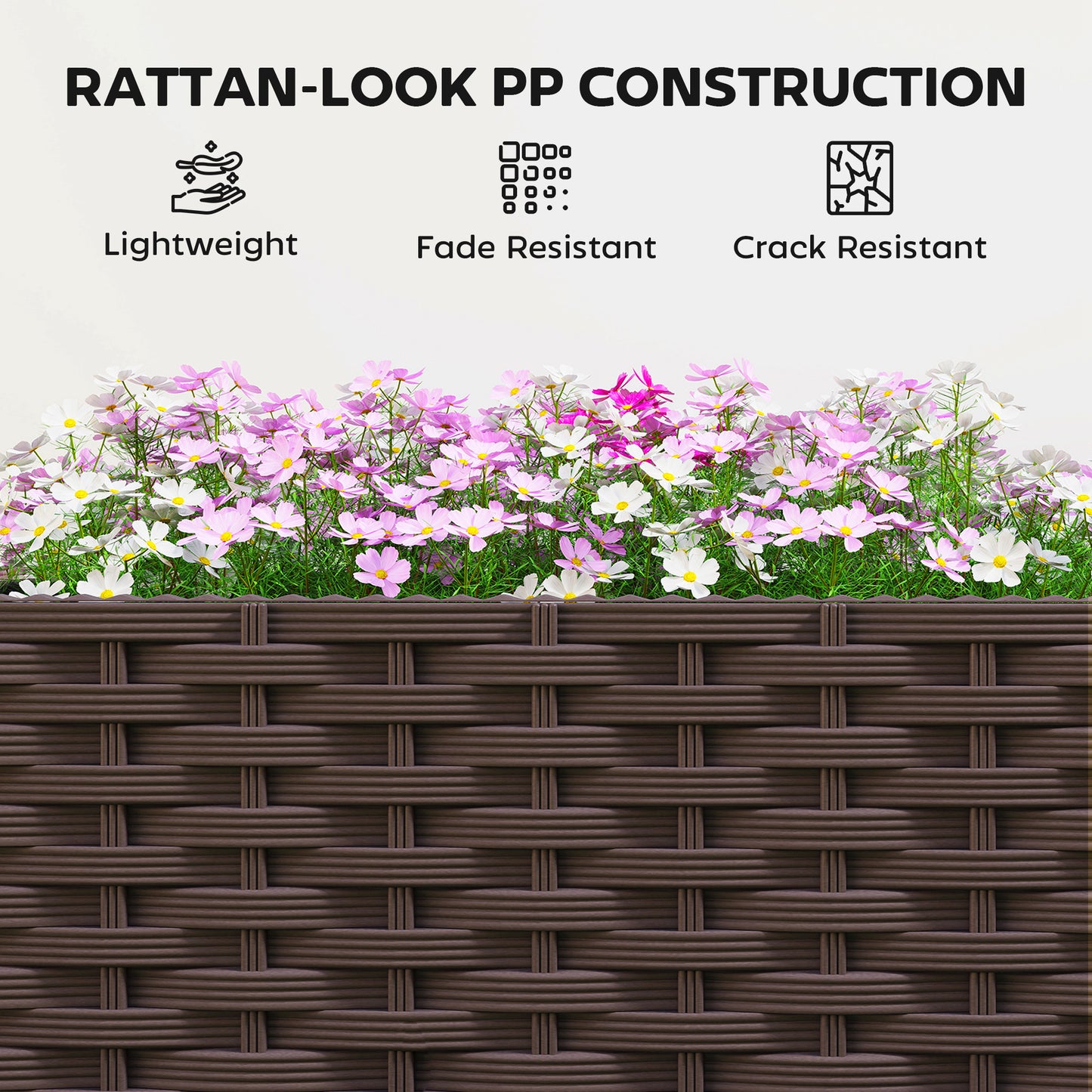 Plastic Raised Garden Bed with Legs, Self Watering Elevated Planter Boxes with Drainage Holes and Plugs