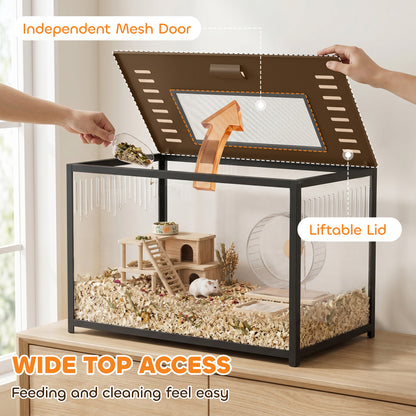 Hamster Cage, Chewproof Metal Rat Cage with Deep Base, Openable Top for Syrian Dwarf Hamster, Gerbil, 80 x 45 x 50.5 cm