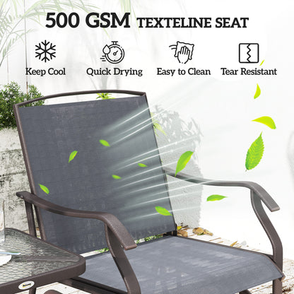 Glider Rocking Chair & Table Set 2 Single Seaters Rocker Garden Swing Chair Patio Furniture Bistro Set Grey