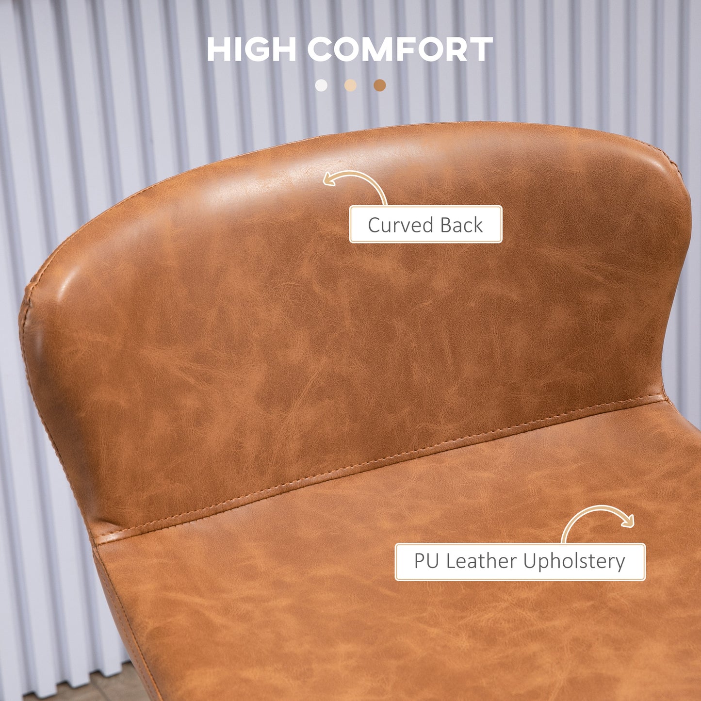 Bar Stools Set of 2, PU Leather Upholstered Bar Chairs, Breakfast Kitchen Counter Chairs with Backs