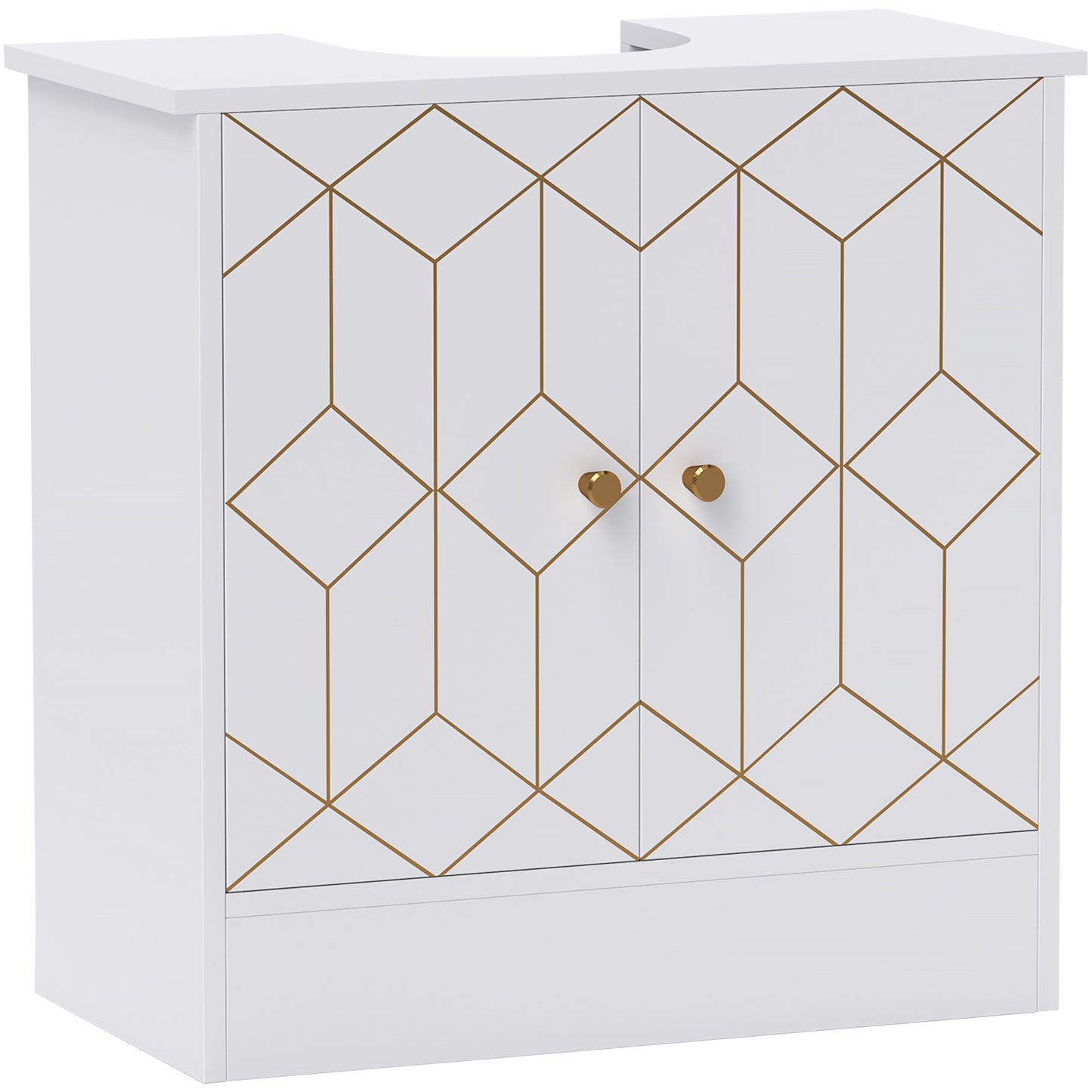 Under Sink Bathroom Cabinet, Under Sink Cabinet with Adjustable Shelf and Open Compartment for Basin with or without Pedestal