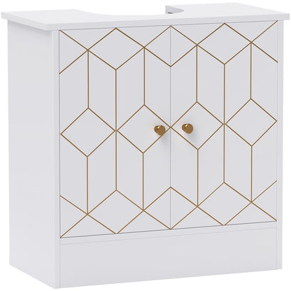Under Sink Bathroom Cabinet, Under Sink Cabinet with Adjustable Shelf and Open Compartment for Basin with or without Pedestal