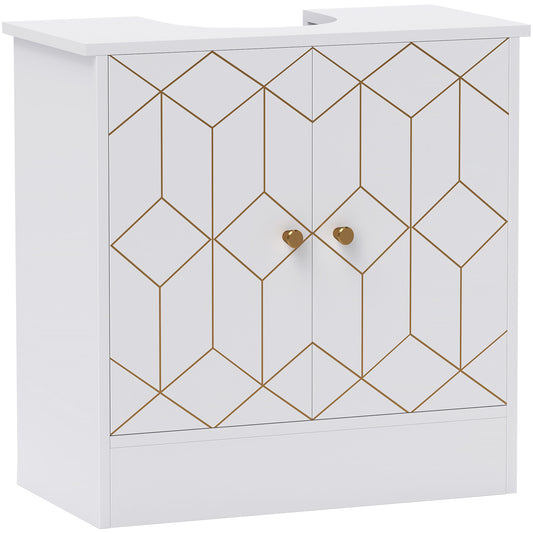 Under Sink Bathroom Cabinet, Under Sink Cabinet with Adjustable Shelf and Open Compartment for Basin with or without Pedestal