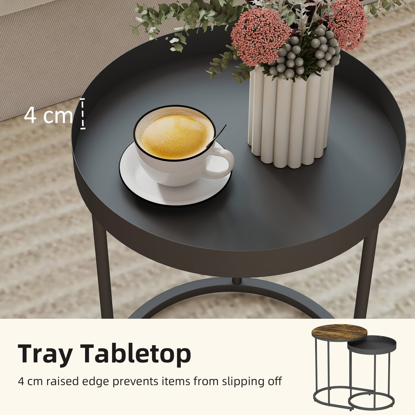 Set of Two Industrial Nesting Tables - Brown/Black