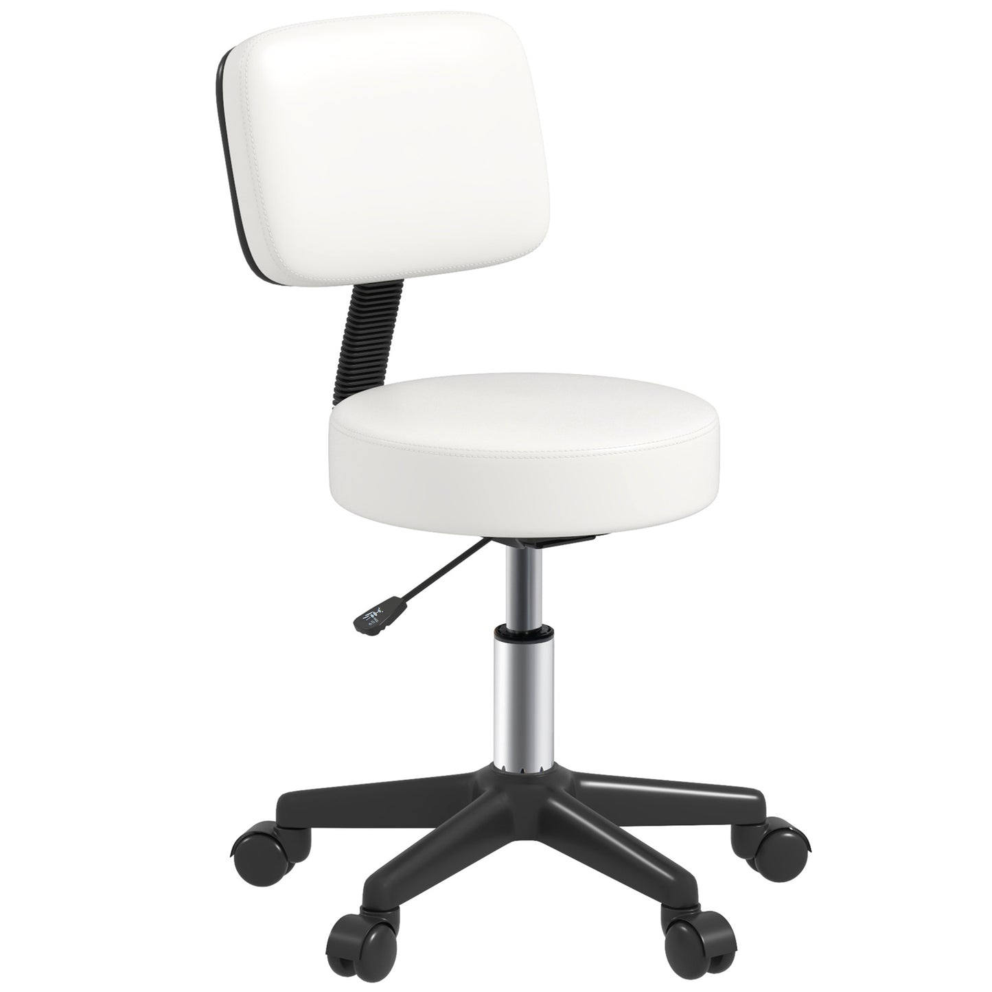 Beautician's Swivel Salon Chair w/ Padded Seat Back 5 Wheels Adjustable Height Salon Hairdressers Tattoo Spa Rolling Cushion