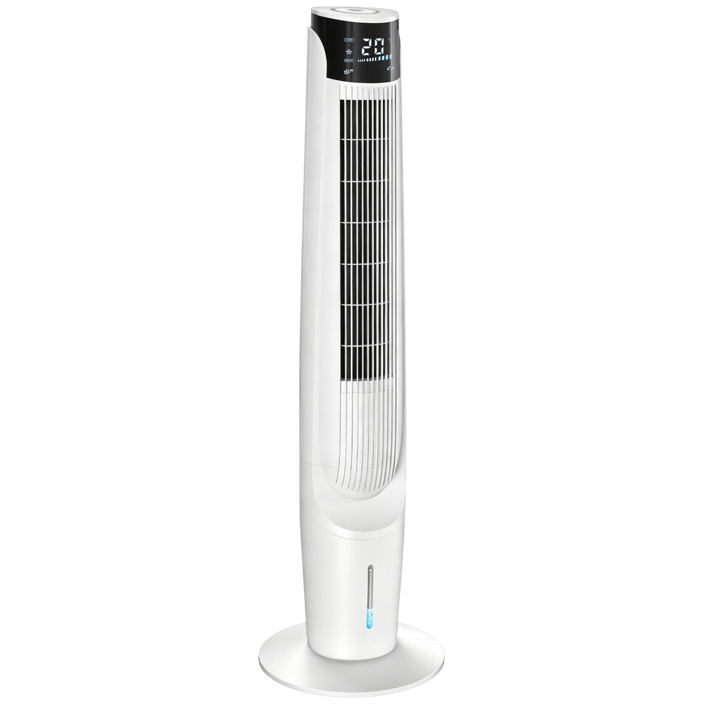 Air Cooler with LED Display and Remote Control, Oscillating Ice Cooling Fan with 3 Speeds, 4 Modes, 12 Hour Timer, White