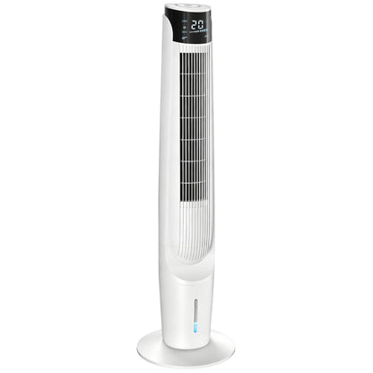 Air Cooler with LED Display and Remote Control, Oscillating Ice Cooling Fan with 3 Speeds, 4 Modes, 12 Hour Timer, White