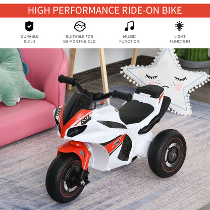 Kids Ride-On Police Bike 3-Wheel Vehicle w/ Music Lights Seat Handlebars Toddler NO POWER Child Learning Fun Development 18-3