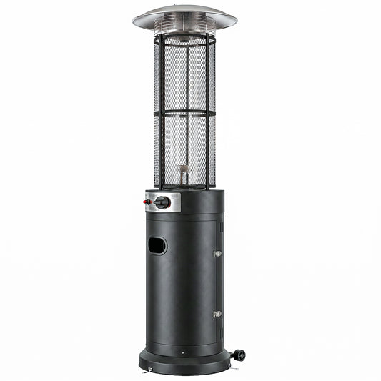 11 KW Freestanding Gas Patio Heater, Adjustable Outdoor Garden Propane Heater with Tip-Over Switch, Wheels, Pulse Ignition